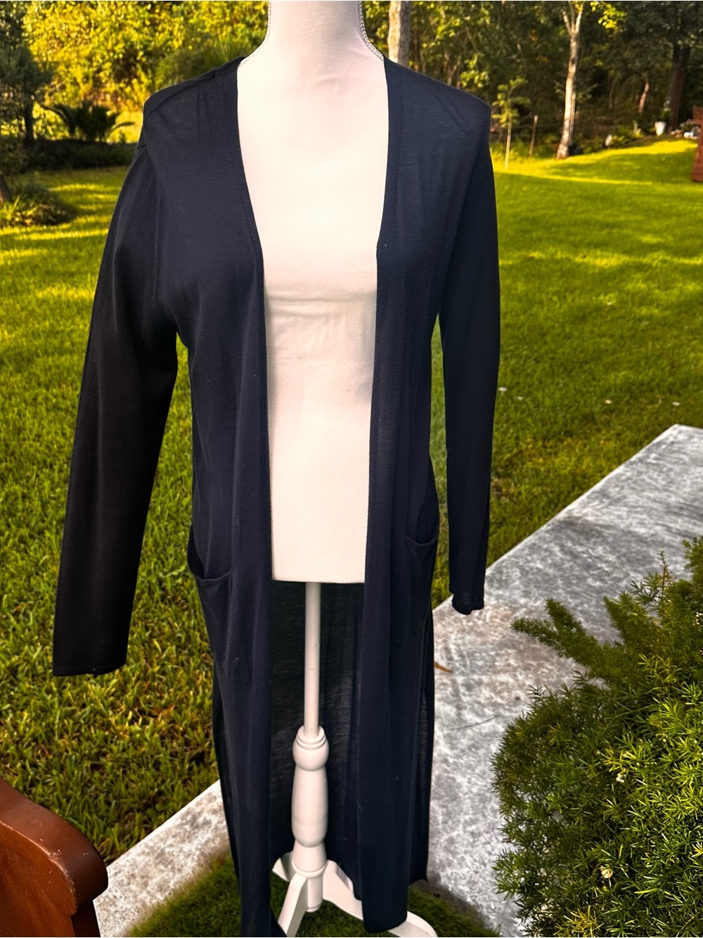Long Open-Front Women's Cardigan Sweater - Black